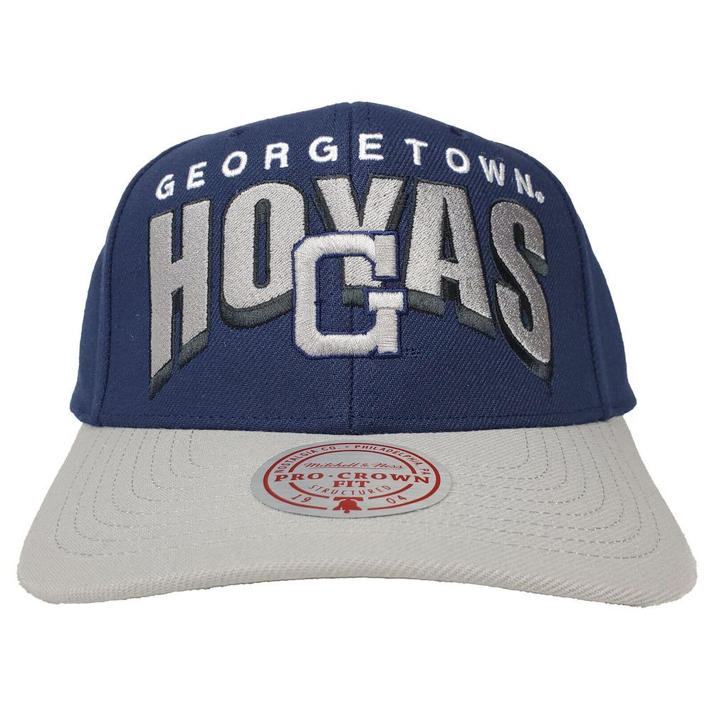 Georgetown Hoyas Mitchell & Ness NCAA Pro Fit Snapback Hat Cap Navy Gray NWT